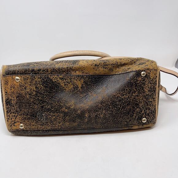 Michael Kors Brown Ultra Distressed Satchel Leather Bag Zip Top Crossbody Strap - Picture 11 of 16